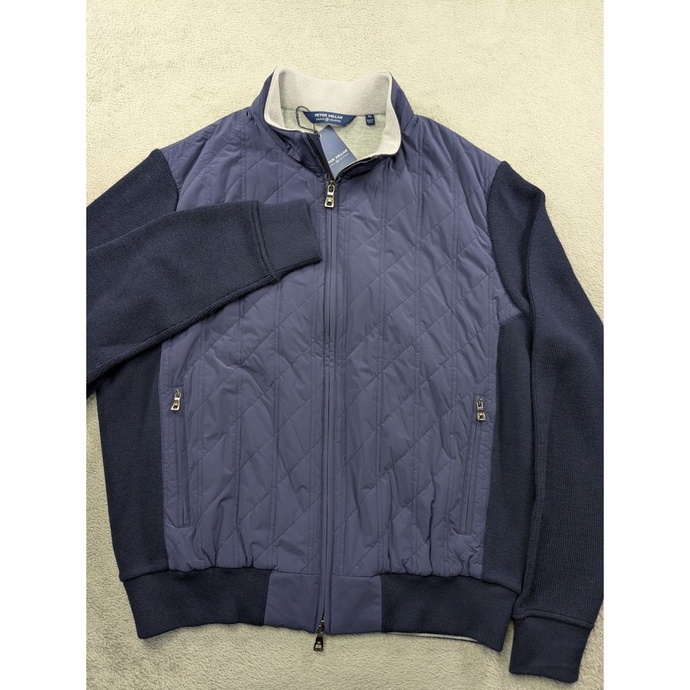 Peter Millar Crown Crafted Navy Quilted Wool Hybrid Jacket Mens XL New - Picture 2 of 14